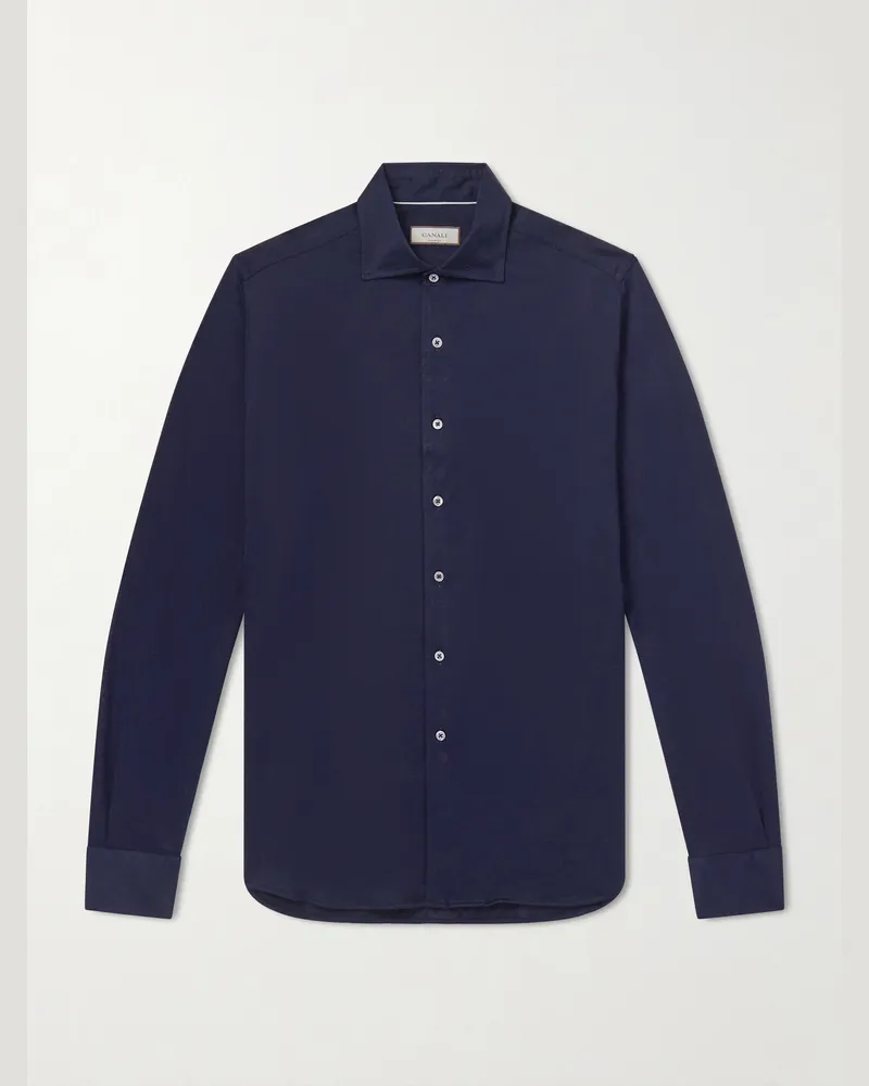 Canali Hemd aus einer Baumwoll-Lyocell-Mischung Blau