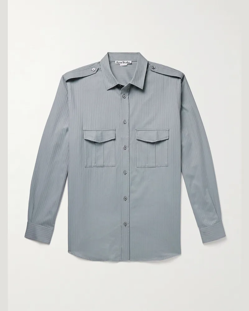 Acne Studios Sarman Hemd aus gestreiftem Baumwoll-Twill Blau
