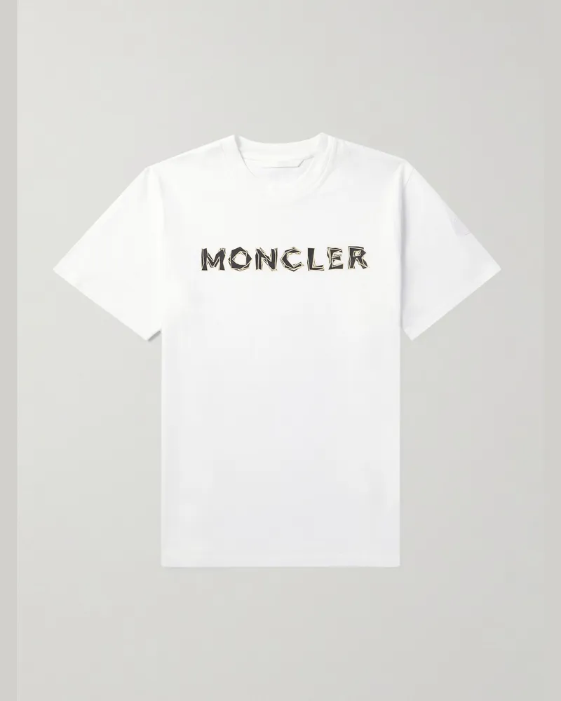 Moncler Logo-Print Cotton-Jersey T-Shirt White