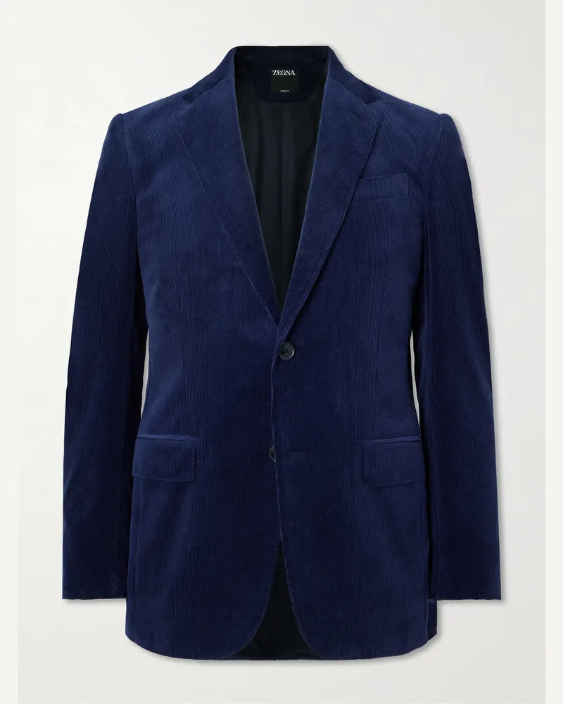 Ermenegildo Zegna Sakko aus Cord aus einer Baumwollmischung Blau