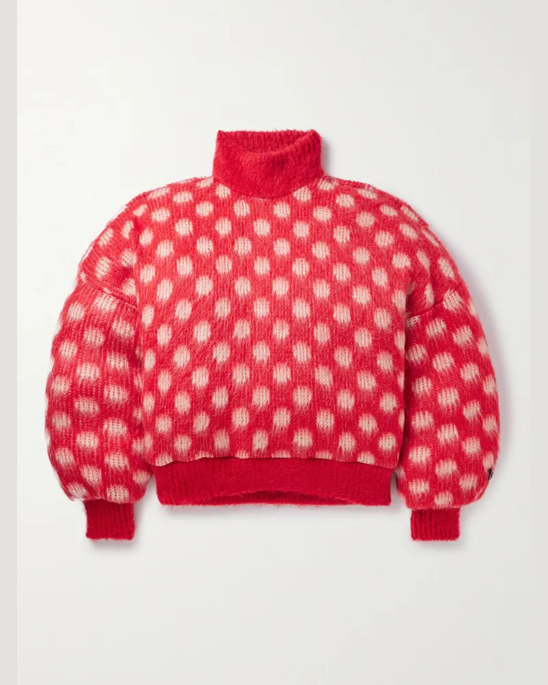 Marni Dingyun Zhang Rollkragenpullover aus gebürstetem Strick mit Daunenfüllung und Punkten Rot