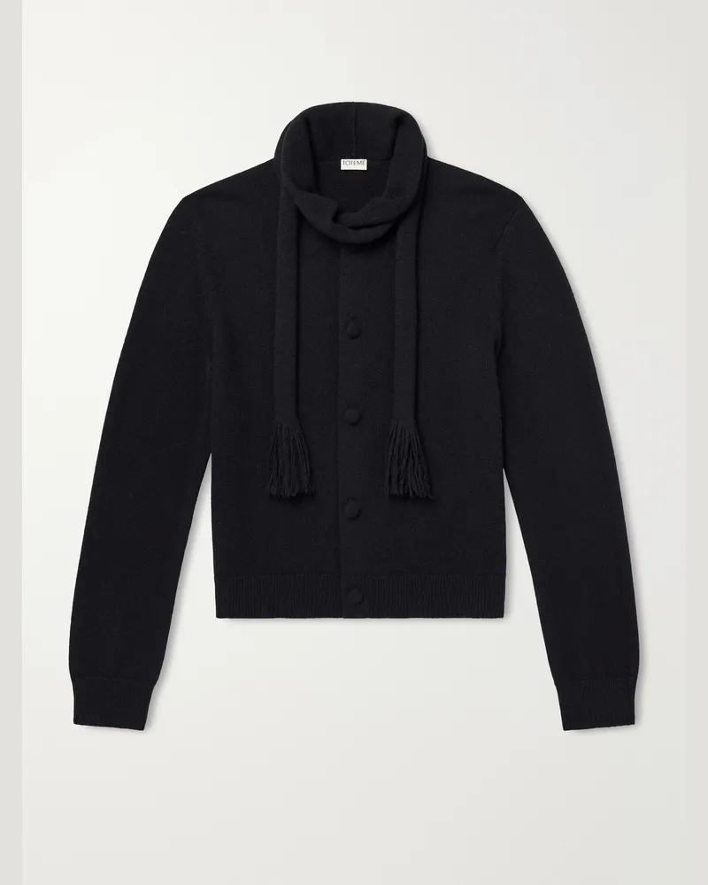 Totême Scarf-Detailed Cashmere Cardigan Black