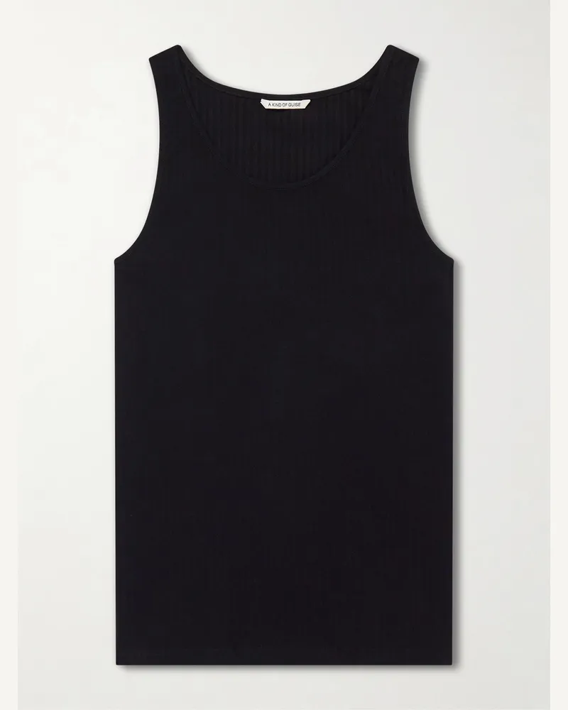 A Kind Of Guise Tomaso Tanktop aus geripptem Stretch-Baumwoll-Jersey Schwarz