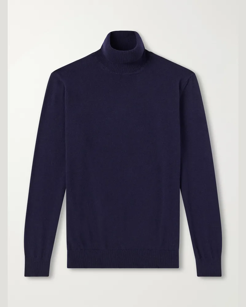 PIACENZA 1733 Turtleneck Wool and Cashmere-Blend Sweater Blue