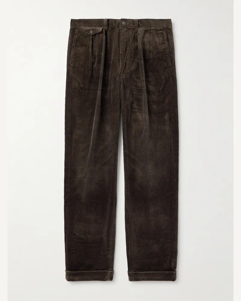 Ralph Lauren Whitman weit geschnittene Hose aus Baumwollcord mit Falten Braun