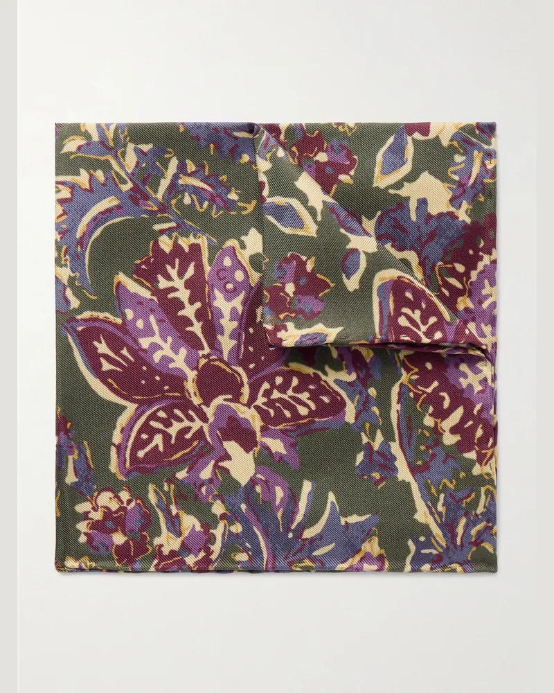 Favourbrook Charleston Einstecktuch aus Seiden-Twill mit Blumenprint Grün