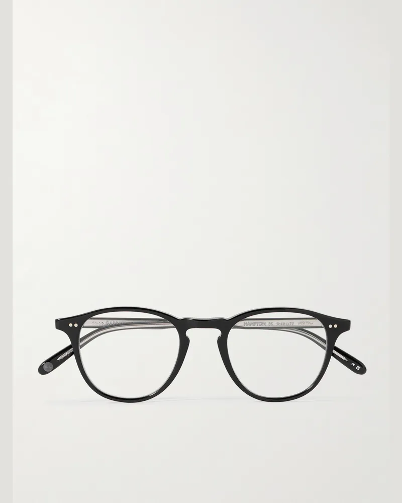 Garrett Leight Hampton Brille mit rundem Rahmen aus Azetat und silberfarbenen Details Schwarz