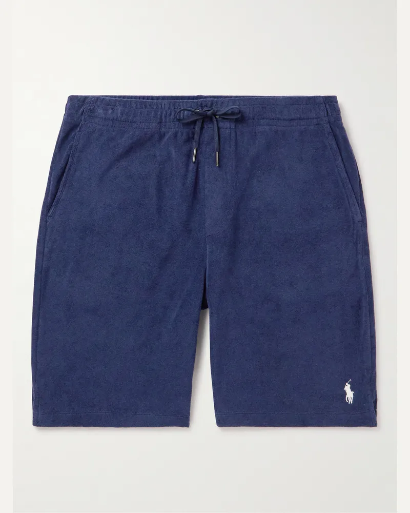 Ralph Lauren Gerade geschnittene Shorts aus Frottee aus einer Baumwollmischung mit Kordelzugbund Blau
