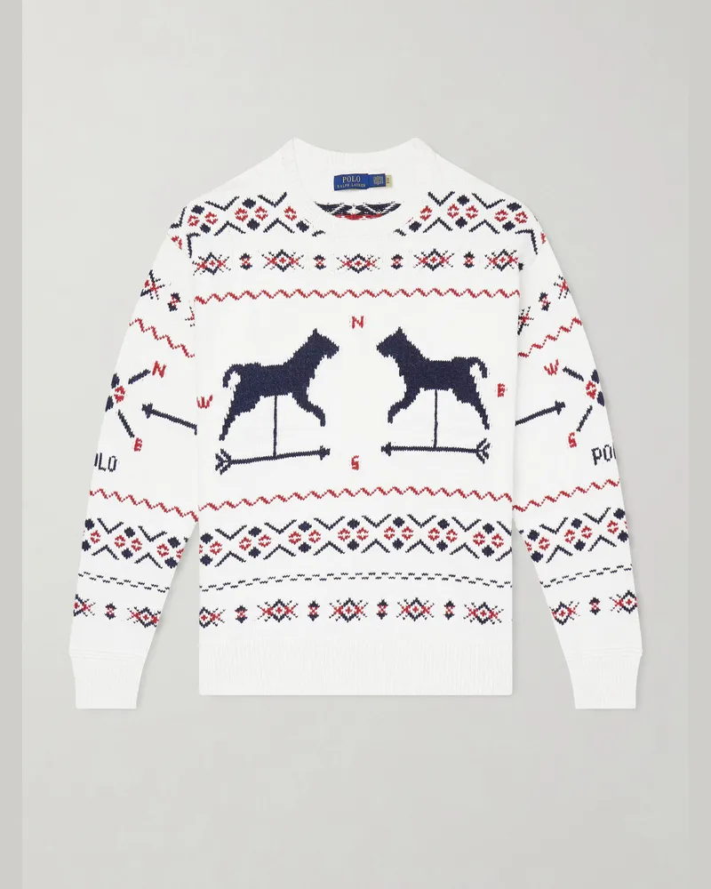 Ralph Lauren Weathervane Pullover aus einer Mischung aus Baumwolle, Leinen und Kaschmir mit Fair-Isle-Muster Neutral