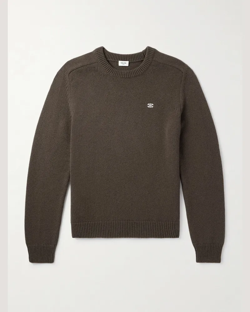 Celine Pullover aus einer Woll-Kaschmirmischung mit Logostickerei Braun