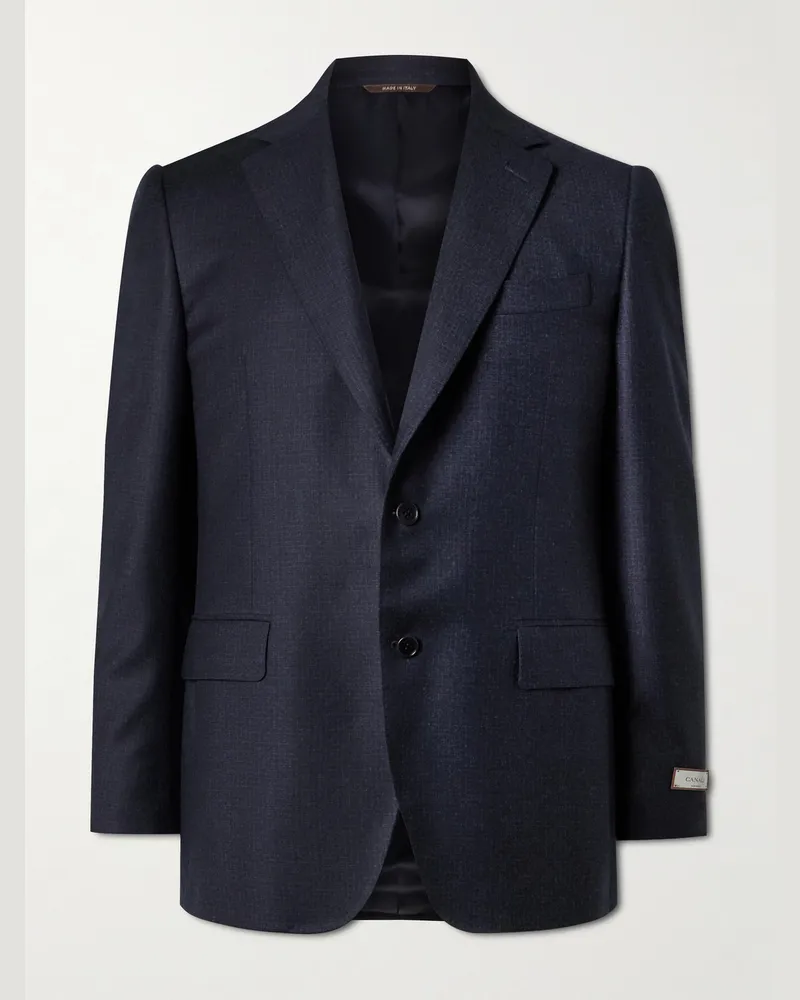 Canali Sakko aus Wolle mit Karomuster Blau