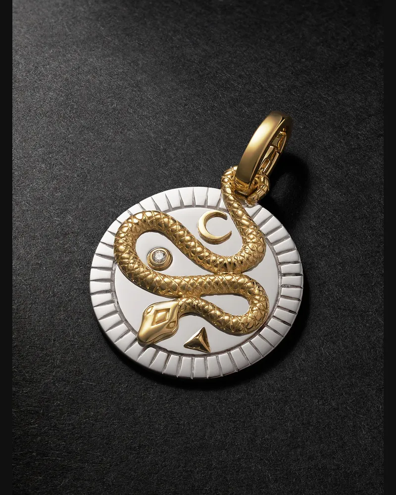 FOUNDRAE Wholeness Medium Anhänger aus 18 Karat Weiß- und Gelbgold mit Diamant Gold