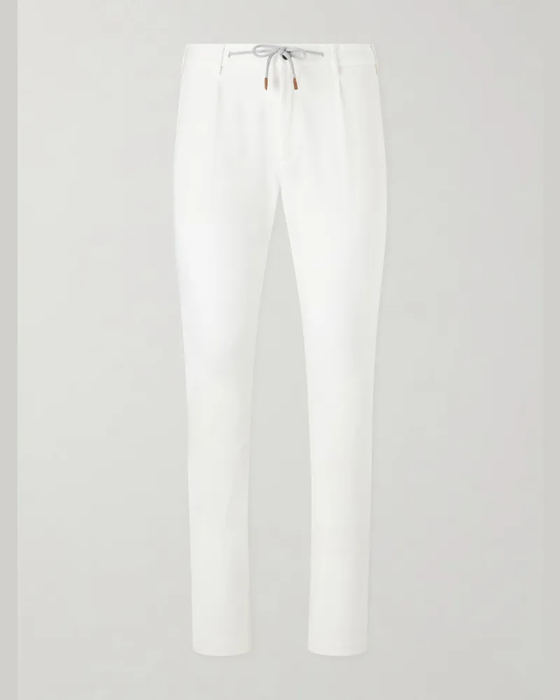 Eleventy Straight-Leg Cotton-Blend Trousers White