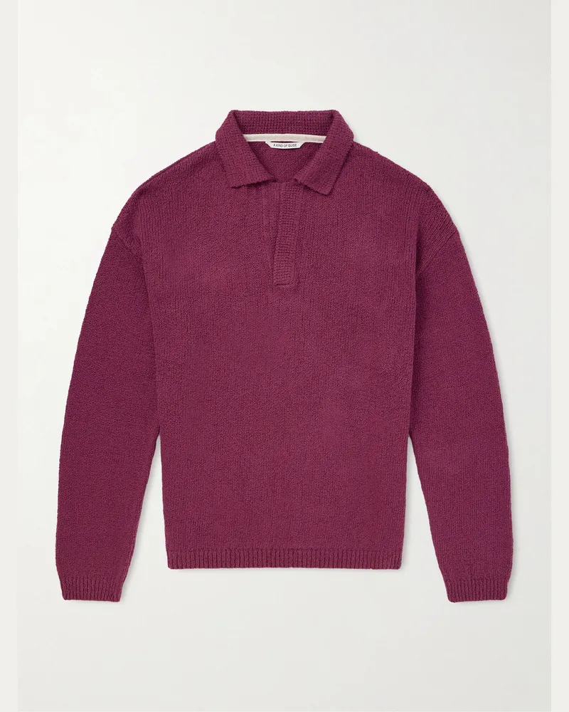 A Kind Of Guise Marabou Pullover aus Bouclé aus Biobaumwolle mit Polokragen Rot
