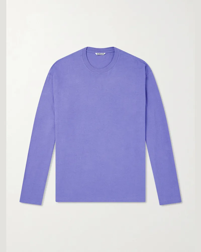 AURALEE Organic Cotton-Jersey T-Shirt Purple