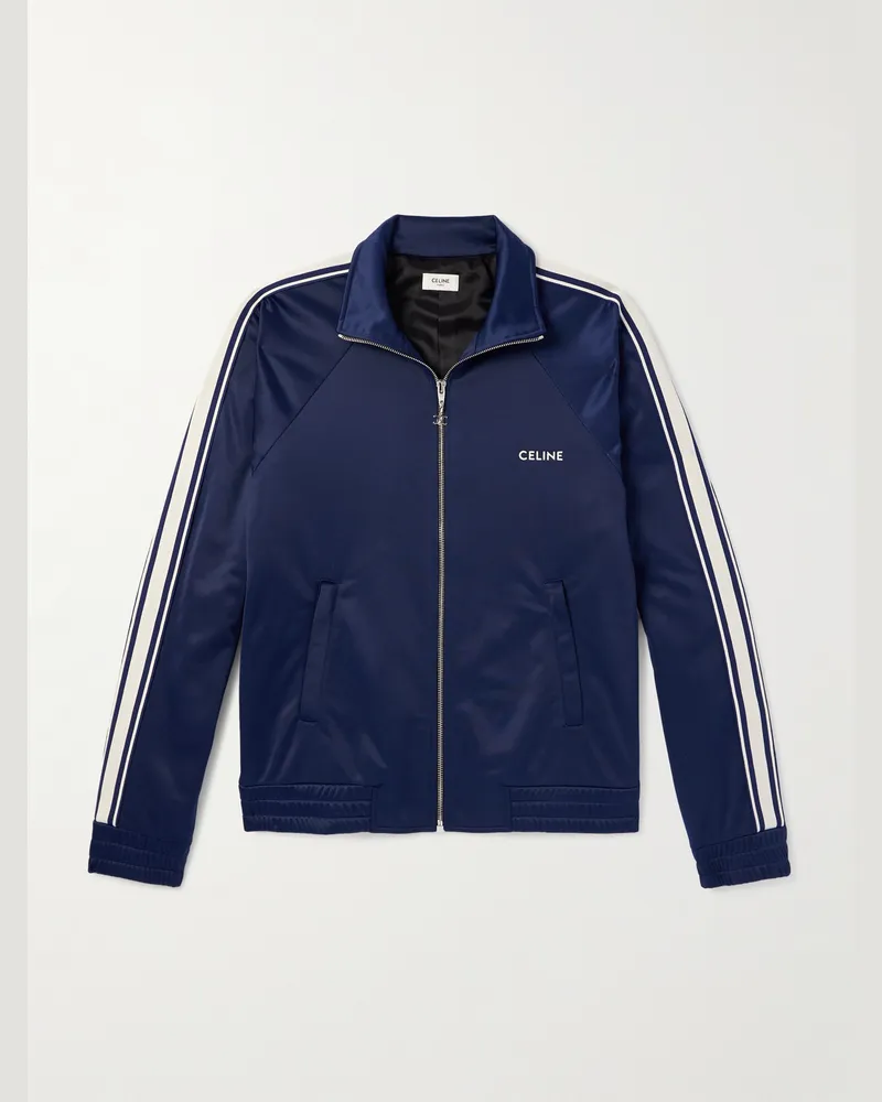 Celine Trainingsjacke aus technischem Jersey mit Logostickerei und Streifen Blau