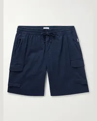 Onia Gerade geschnittene Cargoshorts aus einer Leinenmischung mit Kordelzugbund Blau