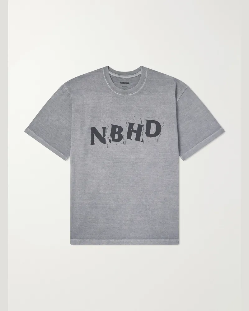 Neighborhood Logo-Print Cotton-Jersey T-Shirt Gray