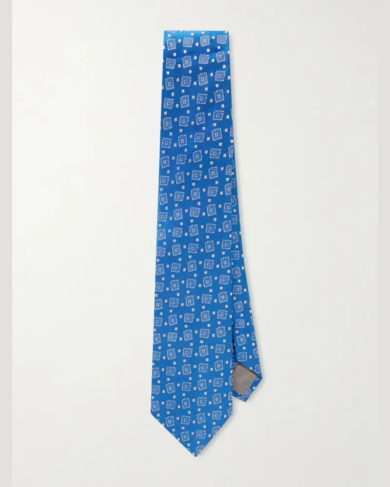 Charvet 8.5cm Silk-Jacquard Tie Blue