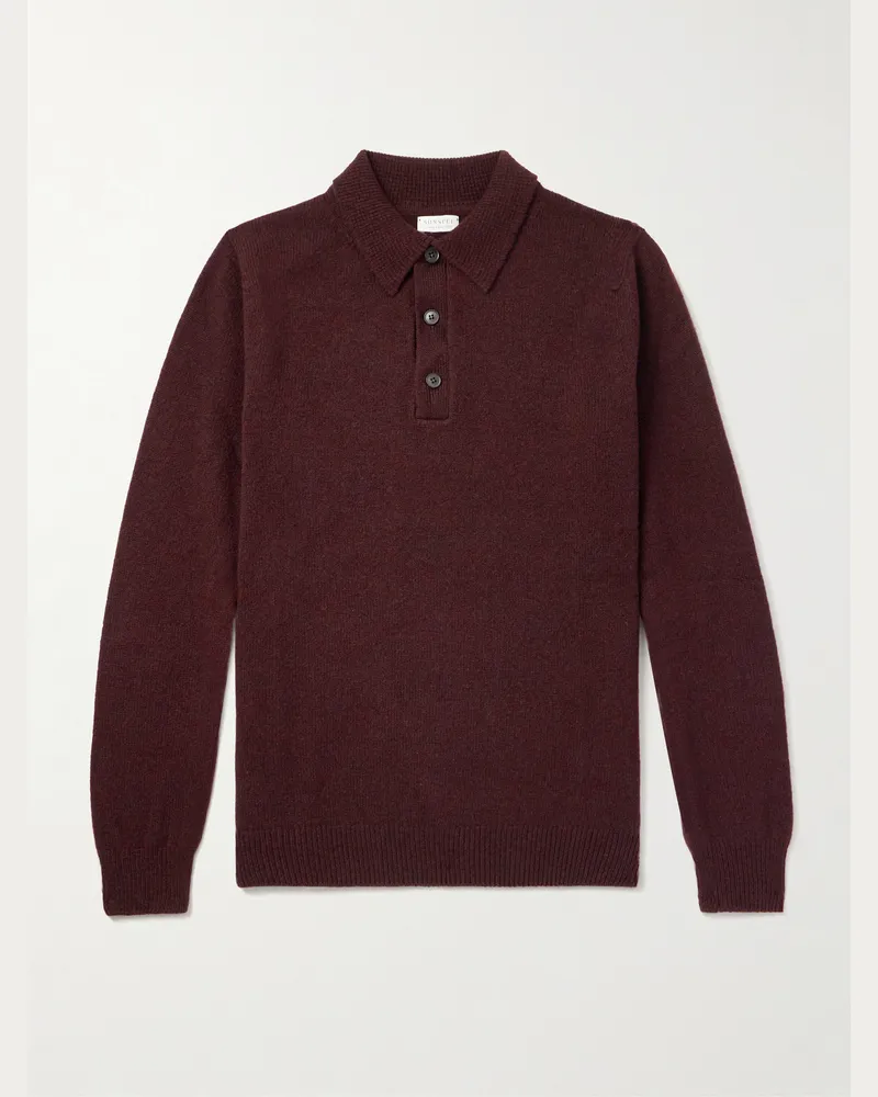 Sunspel Pullover aus Wolle mit Polokragen Braun