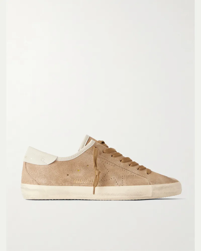 Golden Goose Soul Star Leather-Trimmed Suede Sneakers Brown