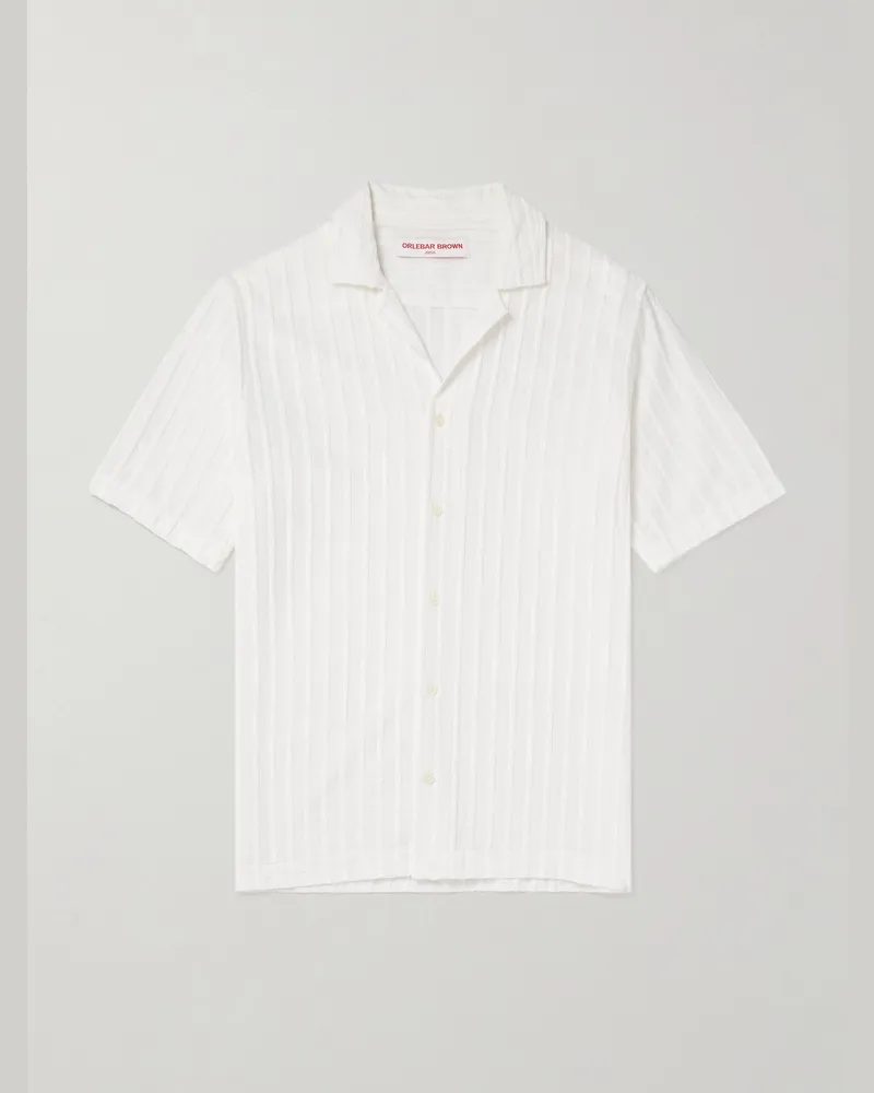 Orlebar Brown Maitan Camp-Collar Chenille-Jacquard Shirt White