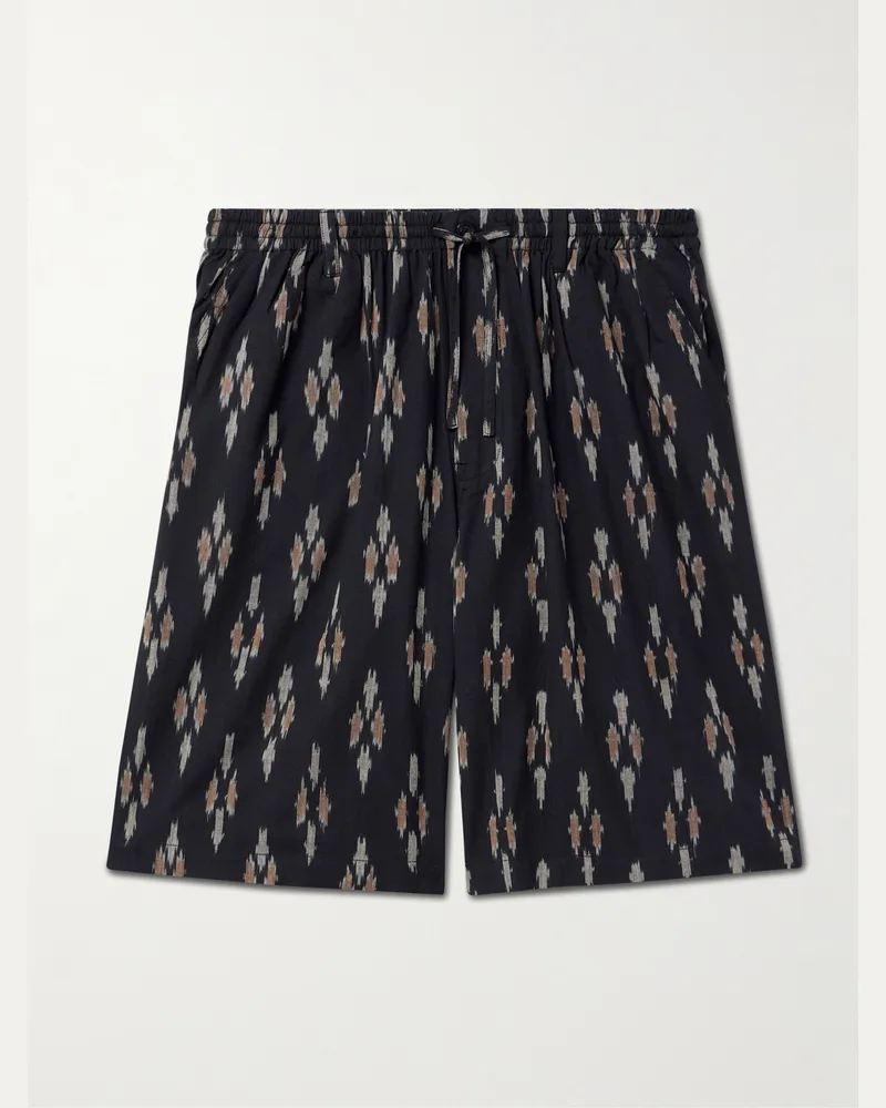 KARDO Weit geschnittene Shorts aus Baumwoll-Jacquard mit Kordelzugbund Schwarz