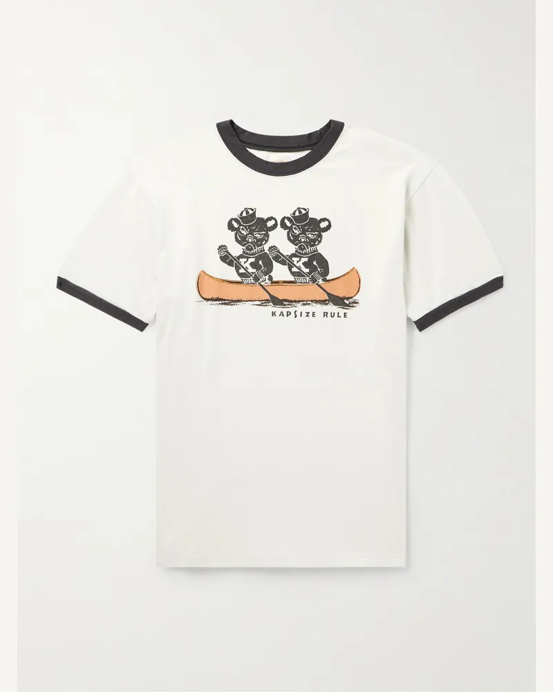 KAPITAL Schmal geschnittenes T-Shirt aus Baumwoll-Jersey mit Print Grau