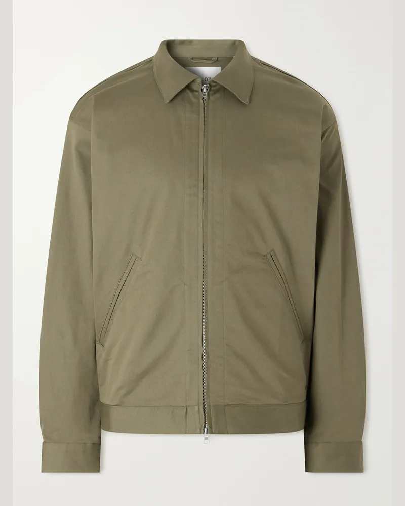 NN 07 Petrus 1420 Organic Stretch-Cotton Satin Jacket Green