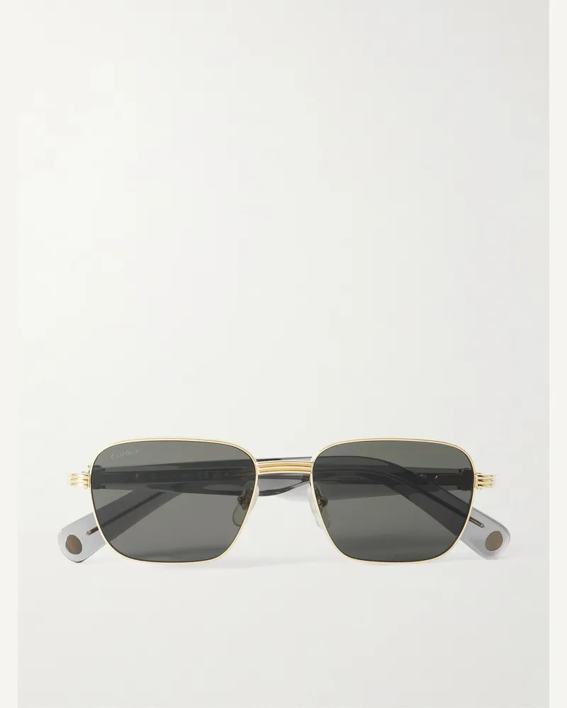 Cartier Première de Cartier goldfarbene Sonnenbrille mit D-Rahmen und Details aus recyceltem Azetat Grau