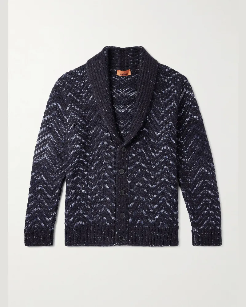 Missoni Cardigan aus Jacquard-Strick mit Schalkragen Blau