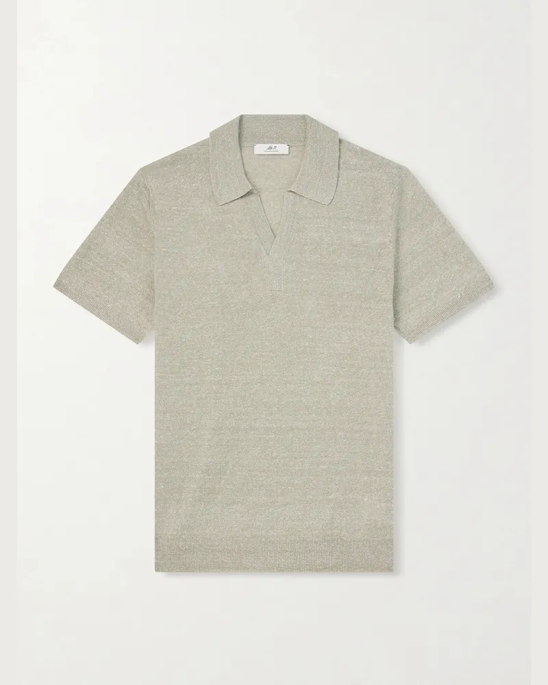 MR P. Linen and Cotton-Blend Polo Shirt Green