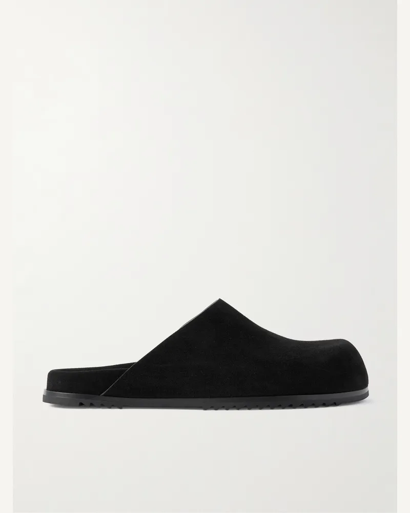 Rick Owens Granola Slippers aus Veloursleder Schwarz