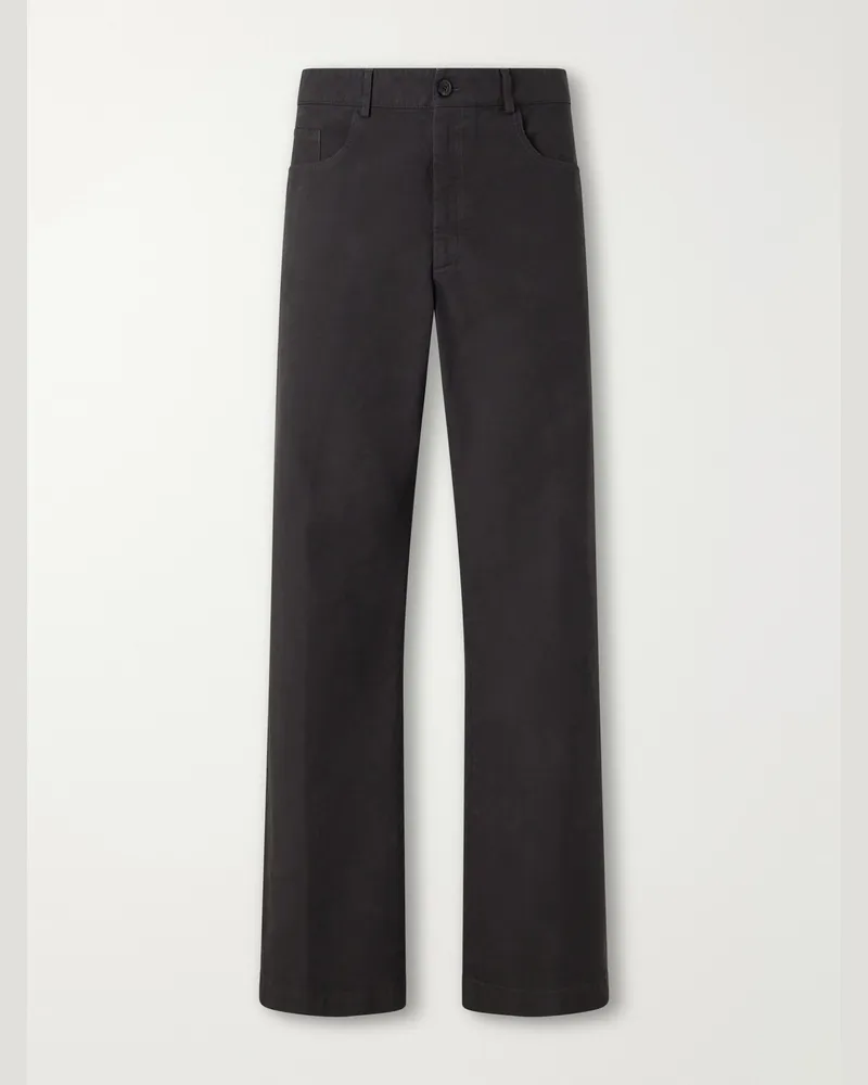 Dries van Noten Straight-Leg Cotton Trousers Gray
