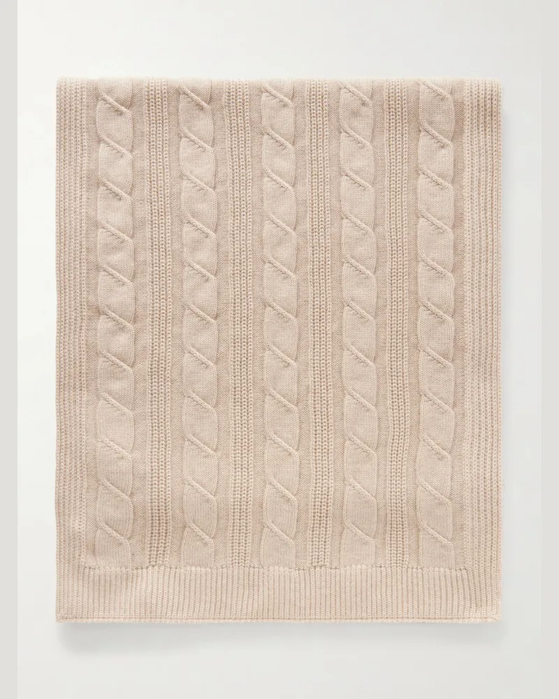 Ermenegildo Zegna Cable-Knit Cashmere Scarf Neutrals