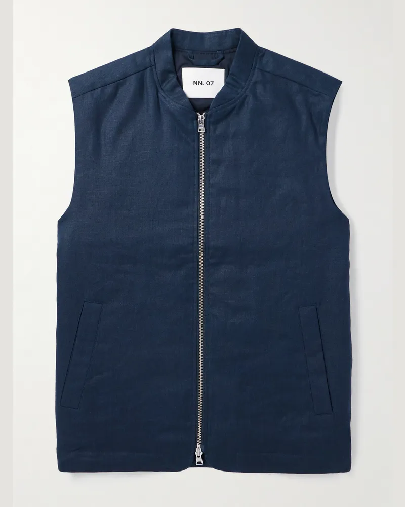 NN 07 Cafu 1454 wattierte Weste aus Leinen Blau