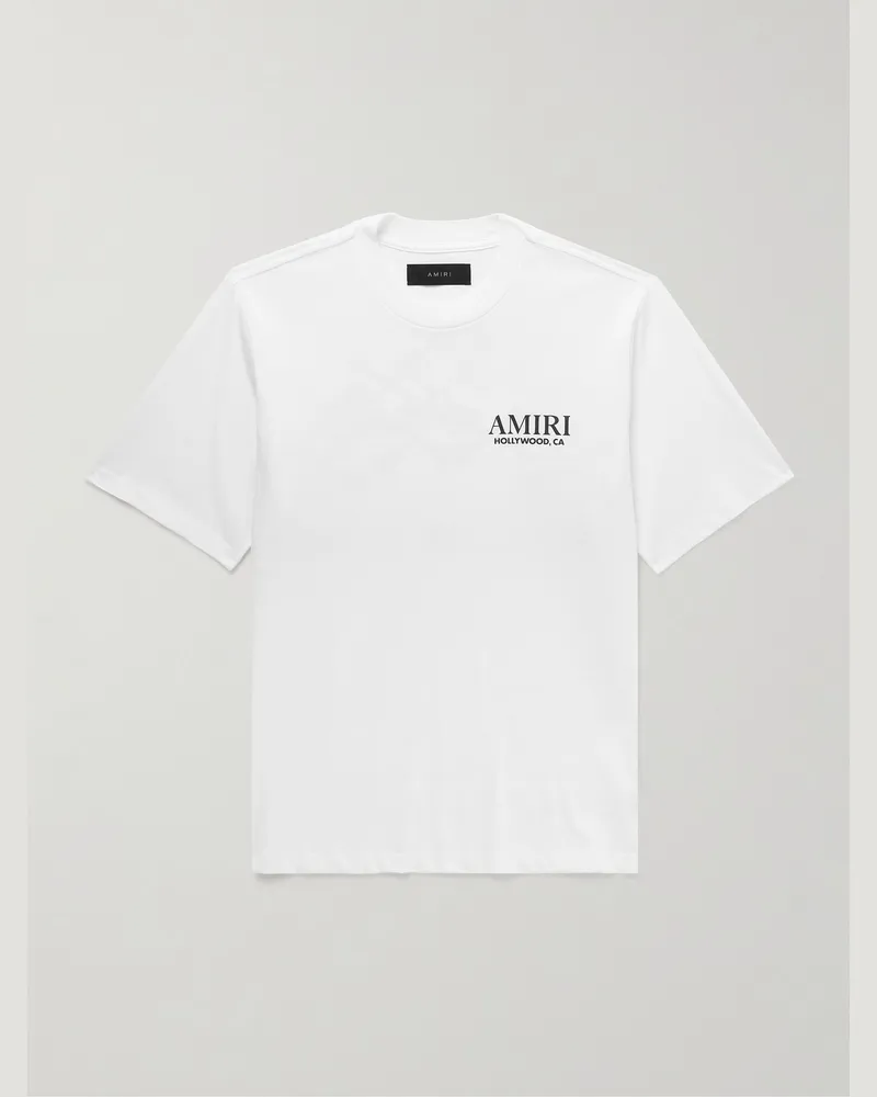 Amiri Bones T-Shirt aus Baumwoll-Jersey mit Logoprint Weiß