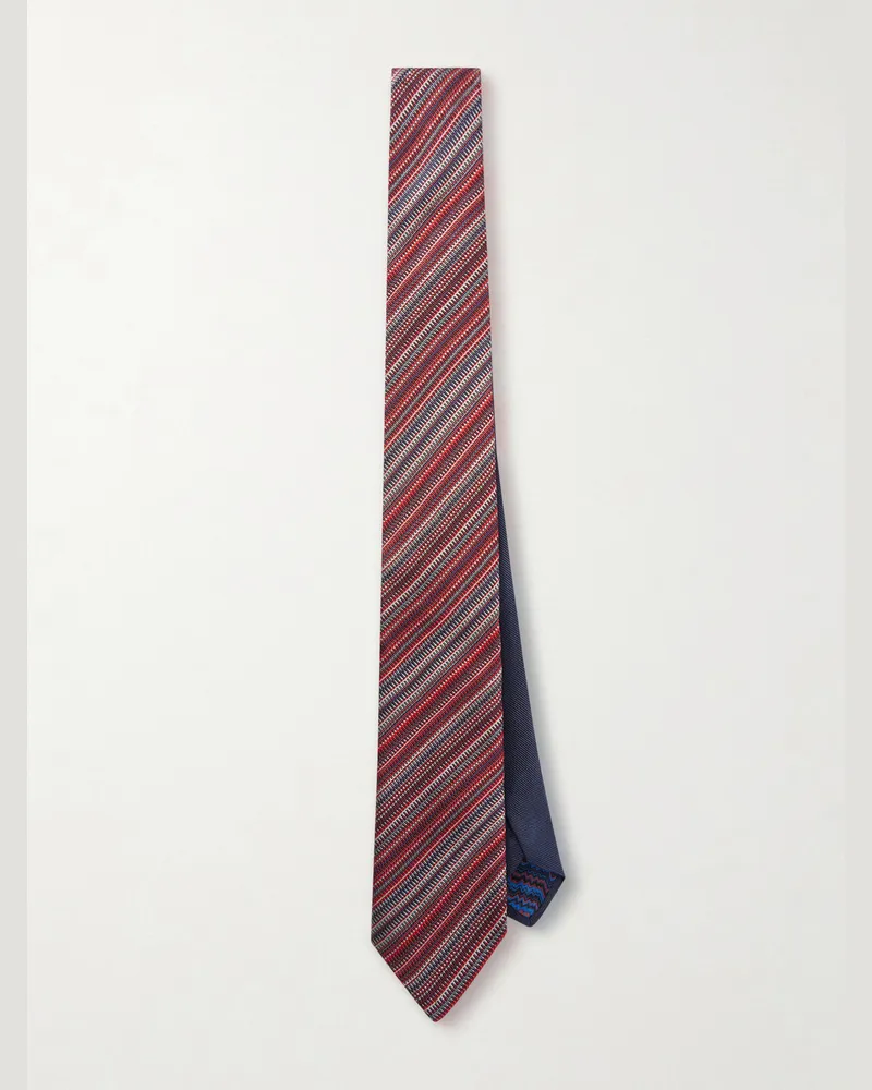 Missoni 7cm Striped Silk-Jacquard Tie Red