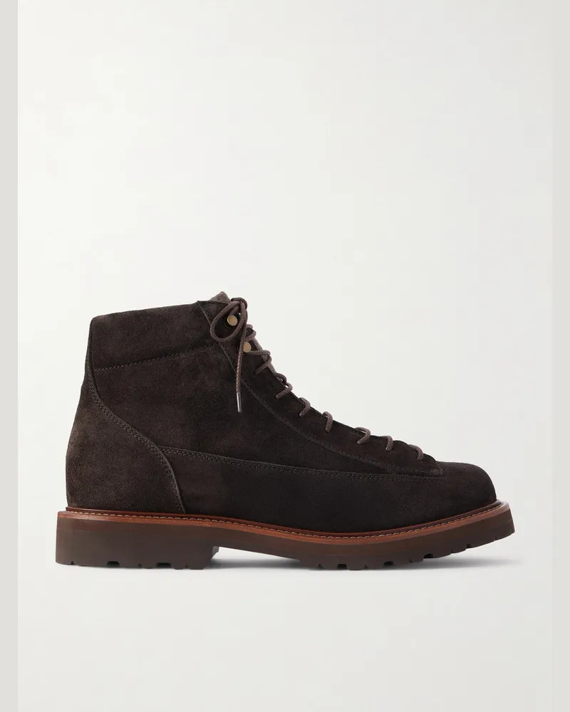 Brunello Cucinelli Polacco Suede Hiking Boots Brown