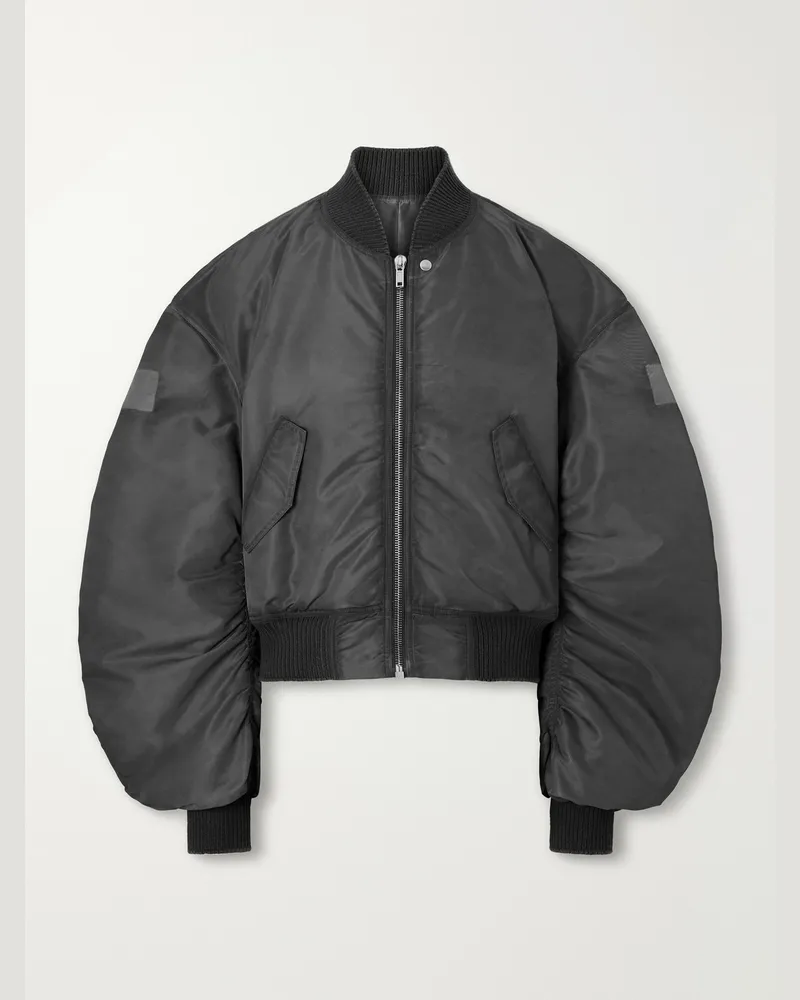 Rick Owens Cropped Appliquéd Shell Bomber Jacket Gray