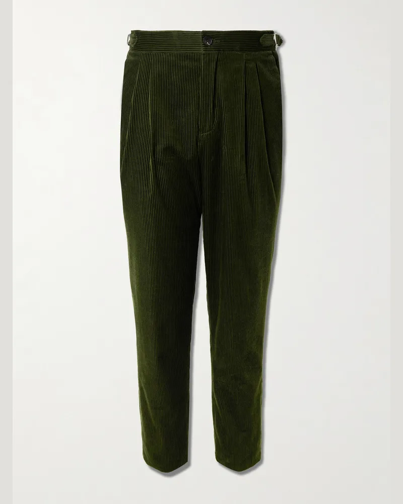 MR P. Slim-Fit Straight-Leg Cotton and Cashmere-Blend Corduroy Tuxedo Trousers Green