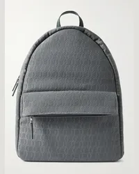 Christian Louboutin Zip N Flap Rucksack aus Baumwoll-Canvas mit Logomuster Grau