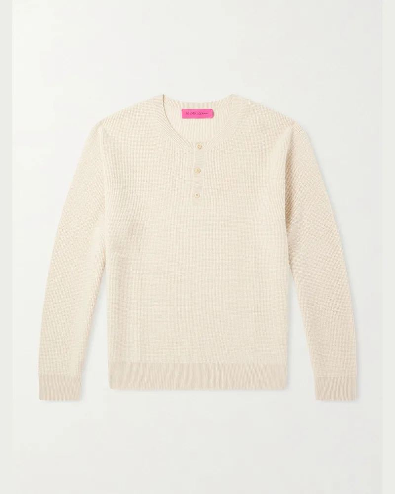 The Elder Statesman Henley-Pullover aus Kaschmir in Waffelstrick Neutral