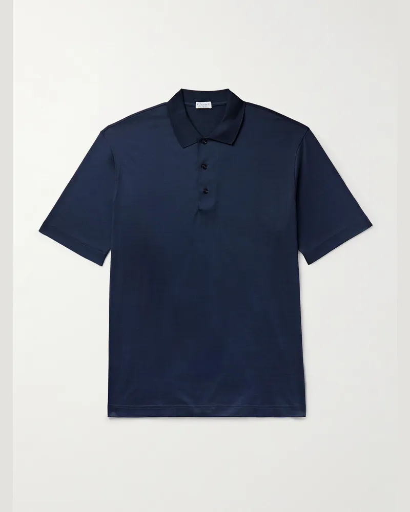 Charvet Schmal geschnittenes Polohemd aus Baumwolle Blau