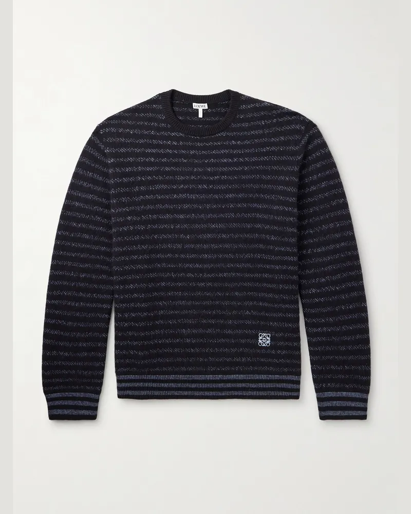 Loewe Striped Wool-Blend Sweater Blue
