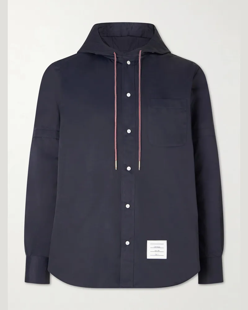 Thom Browne Kapuzenjacke aus Shell mit Logodetail Blau