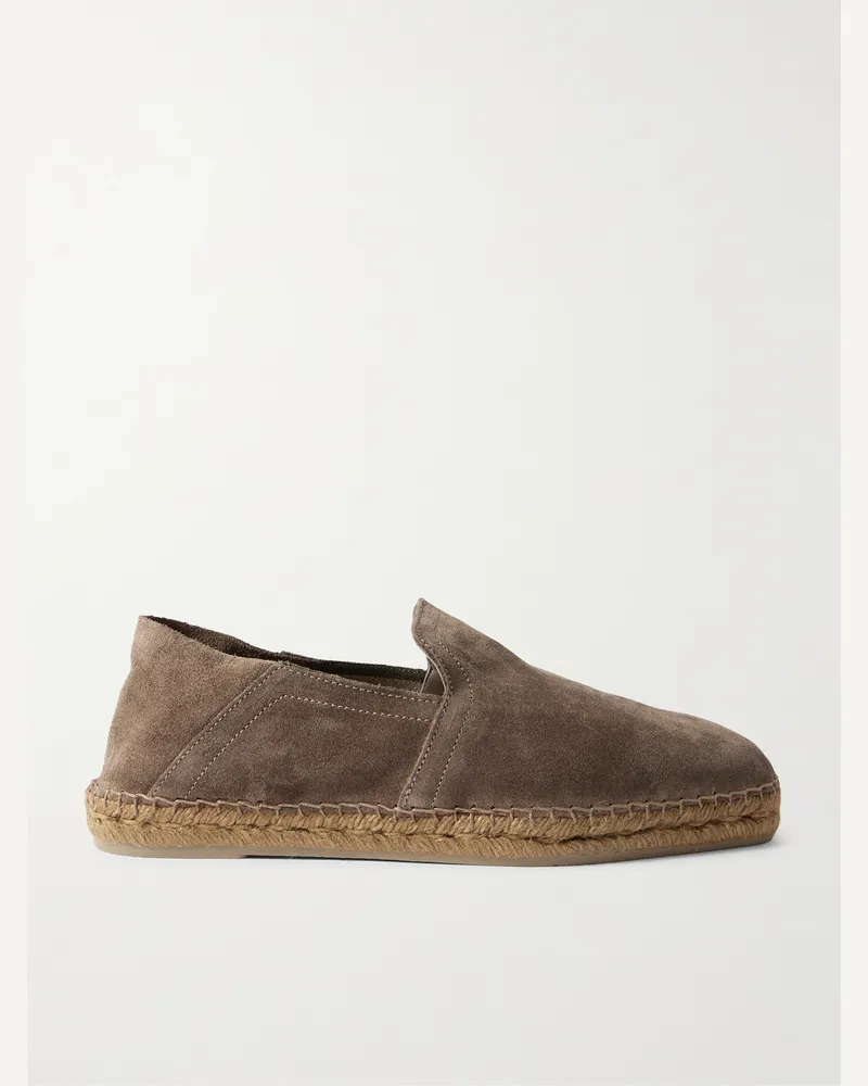 Castañer Parker Collapsible-Heel Suede Espadrilles Brown