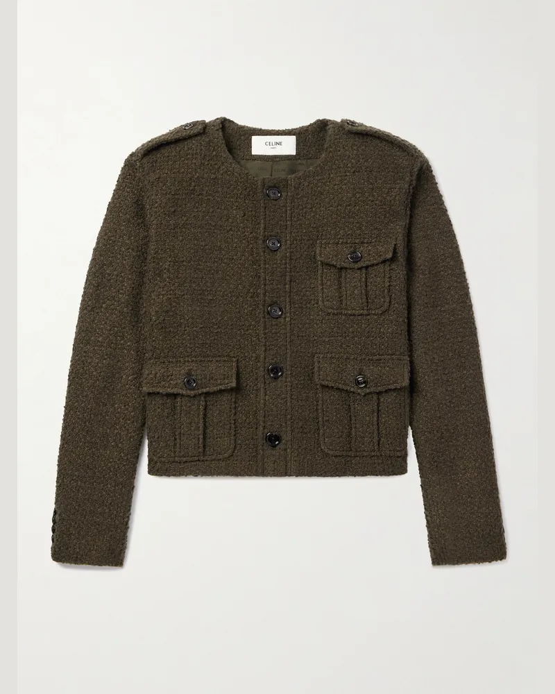 Celine Jacke aus Bouclé aus einer Kaschmirmischung Grün