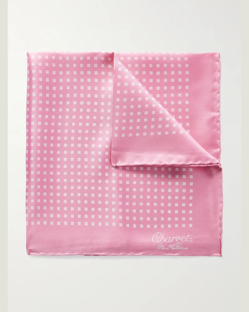 Charvet Einstecktuch aus bedrucktem Seiden-Twill Pink
