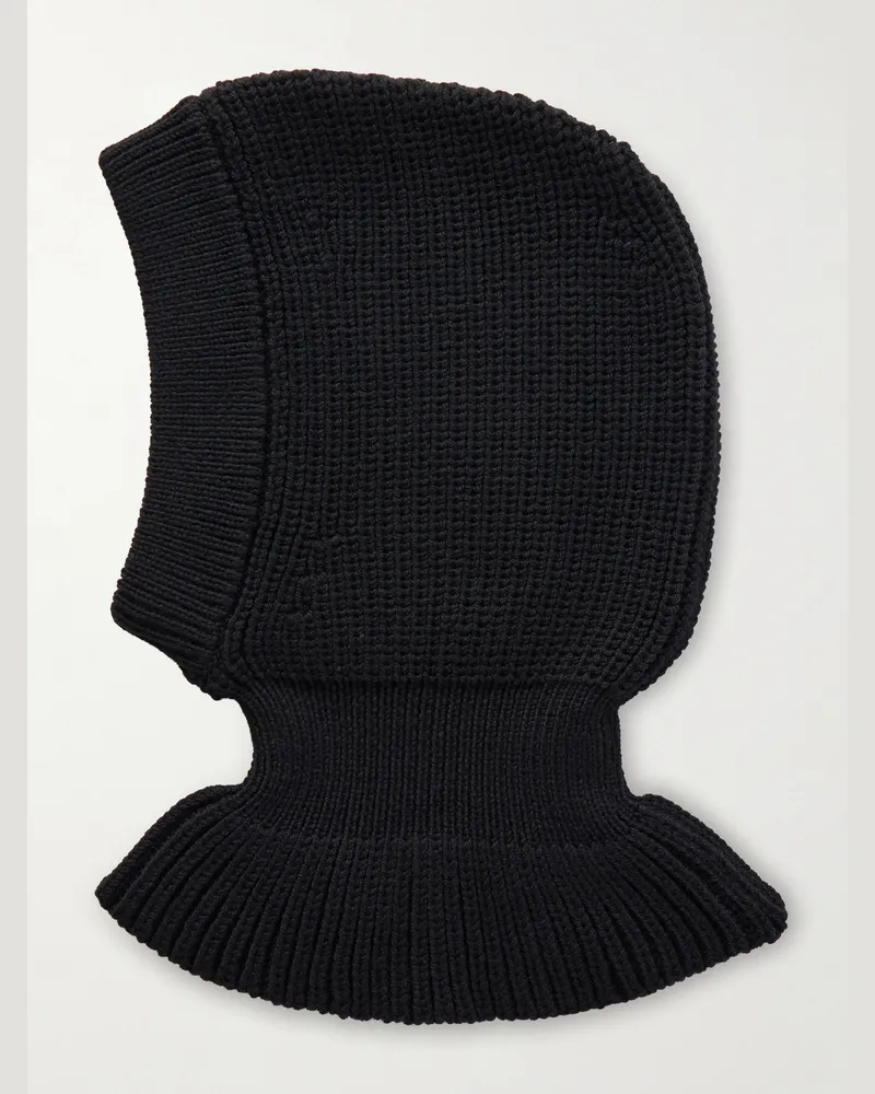 Christophe Lemaire Ribbed Wool Balaclava Black